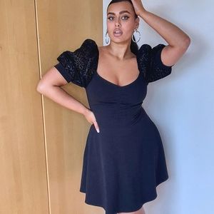 Plus Animal Organza Sleeve Skater Dress